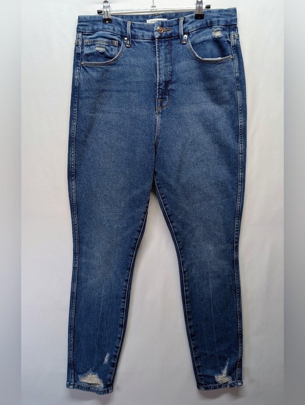 Good American High-Rise Dark Blue Slim Tapered Jeans